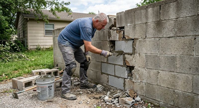 Cinder Block Wall Repair in Oconee County, SC