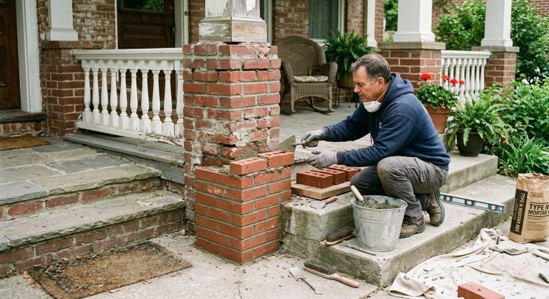 Porch Brick Repair in Anderson, SC